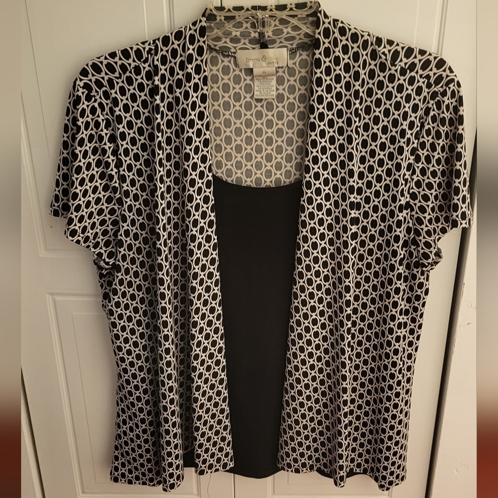 Emma&Olive  Petite Women's short sleeve blouses Size PL